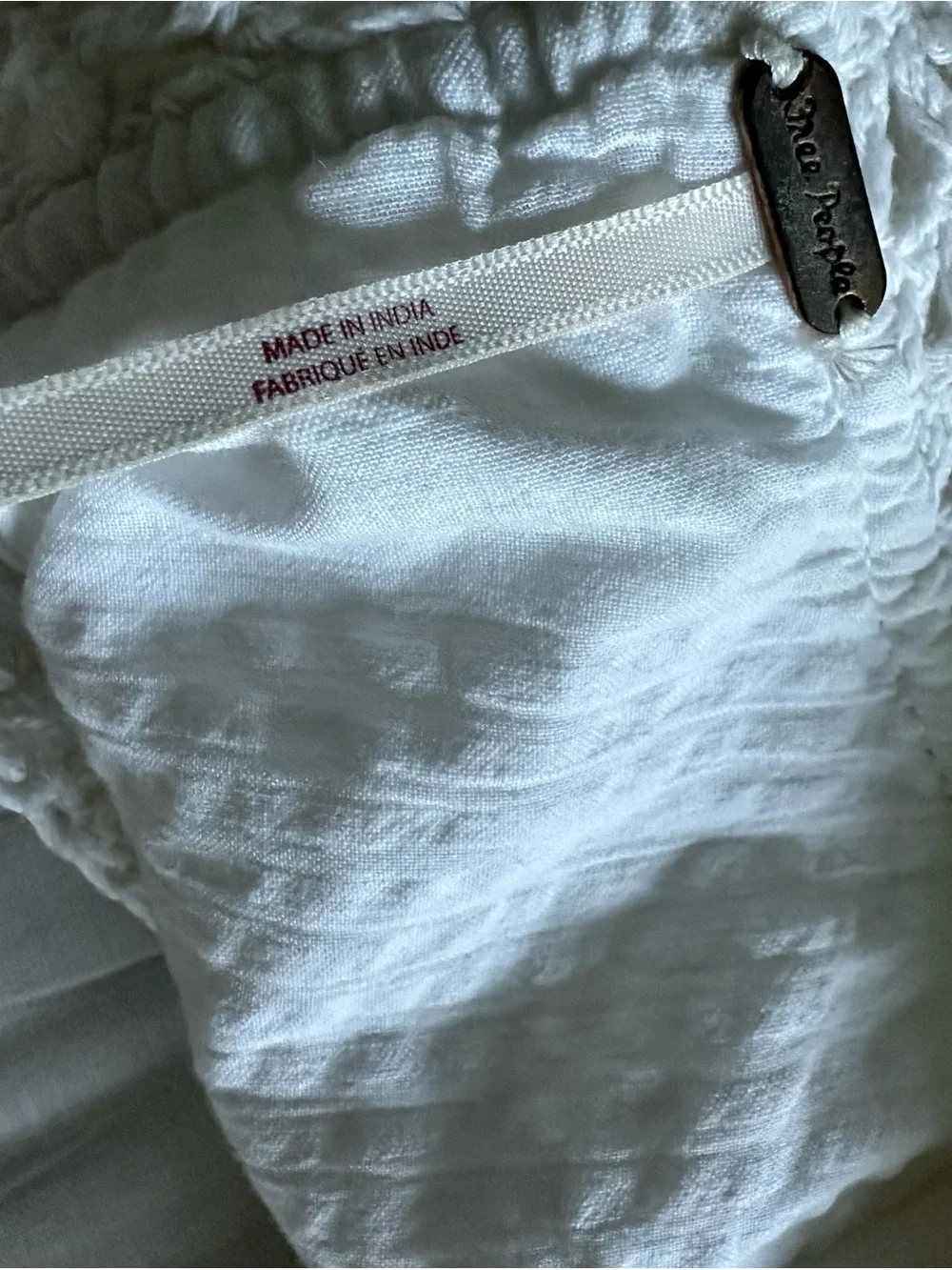 Free People Cream Crochet Tie-Waist Peplum Blouse,size XS